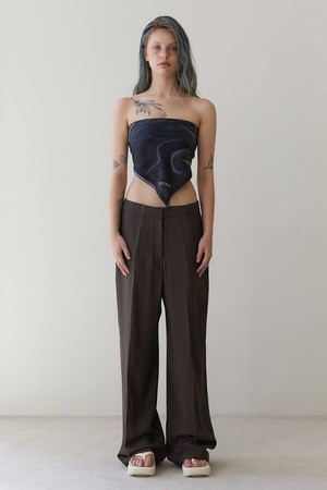 string wide pants brown