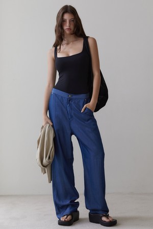 tencel denim pants dark blue