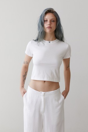 needlework crop t-shirt white