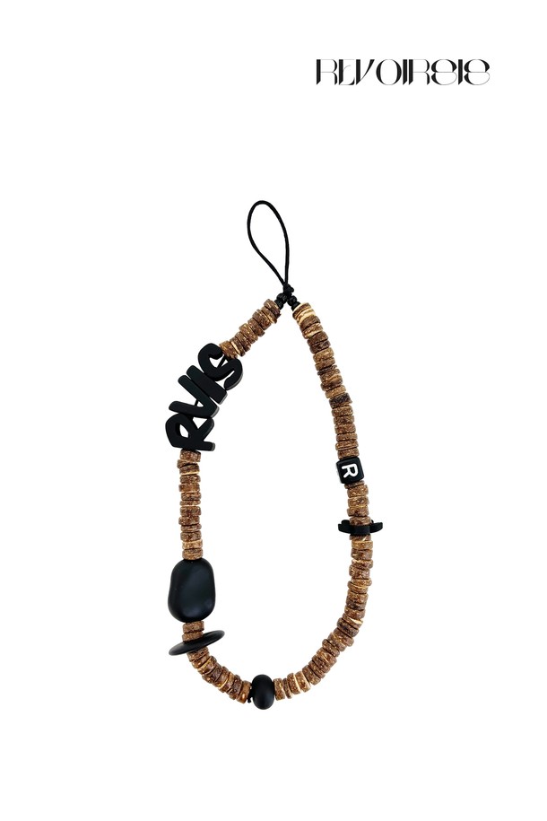 REVOIRSIS - 키링/참 - nature beads phone strap coconut brown