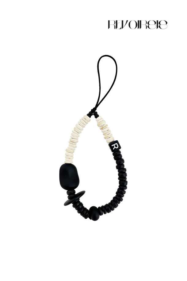 REVOIRSIS - 키링/참 - nature beads phone strap short cream mix