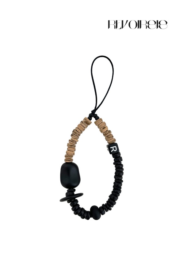 REVOIRSIS - 키링/참 - nature beads phone strap short brown mix