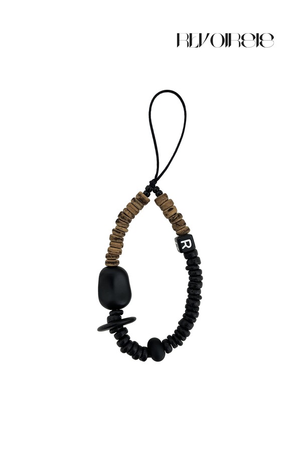 REVOIRSIS - 키링/참 - nature beads phone strap short coconut brown mix