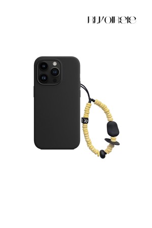 nature beads phone strap short yellow