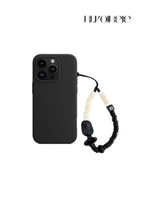 nature beads phone strap short cream mix