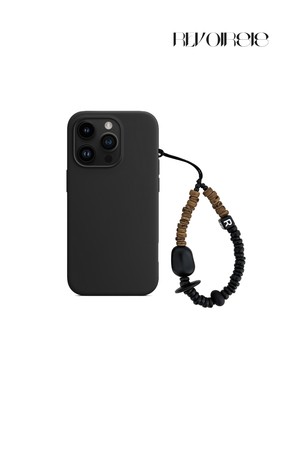 nature beads phone strap short coconut brown mix