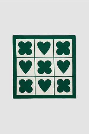 니팅블랭킷 SPADE LUCKY HEARTY GREEN 90x90cm