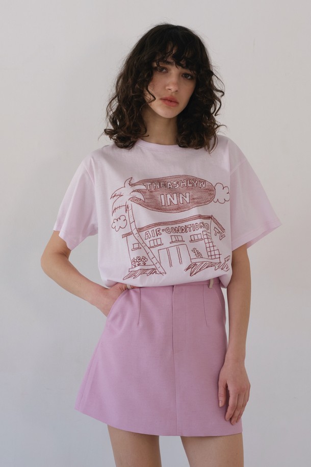 THE ASHLYNN - 반소매 티셔츠 - THEASHLYNN INN T SHIRT_PINK