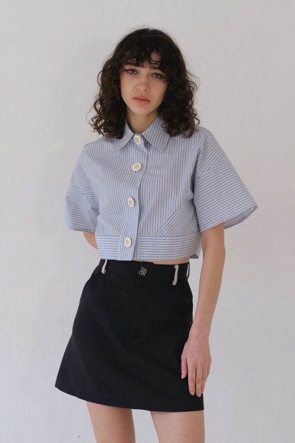 THE ASHLYNN - 셔츠 - PARKER STRIPE CROP SHIRT