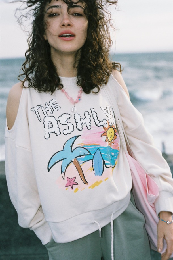 THE ASHLYNN - 긴소매 티셔츠 - PARADISE COLD SHOULDER SWEATSHIRT_CREAM