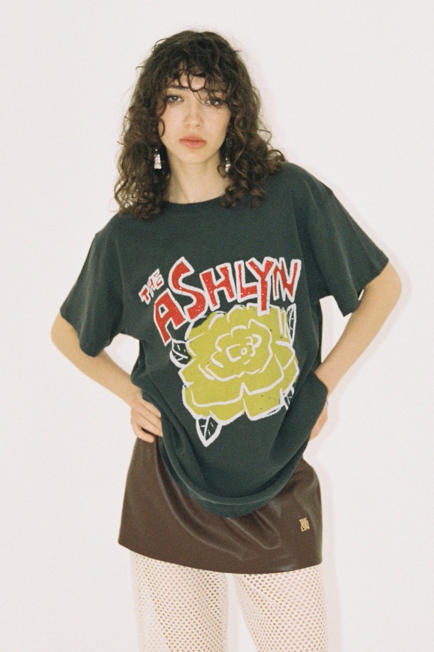 THE ASHLYNN - 반소매 티셔츠 - ROSEE GLITTER OVERSIZED T SHIRT_BLACK