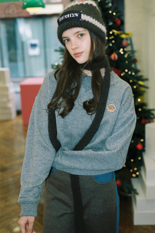 THE ASHLYNN - 긴팔티셔츠 / 후디 - PATCH CROP SWEATSHIRT_GREY