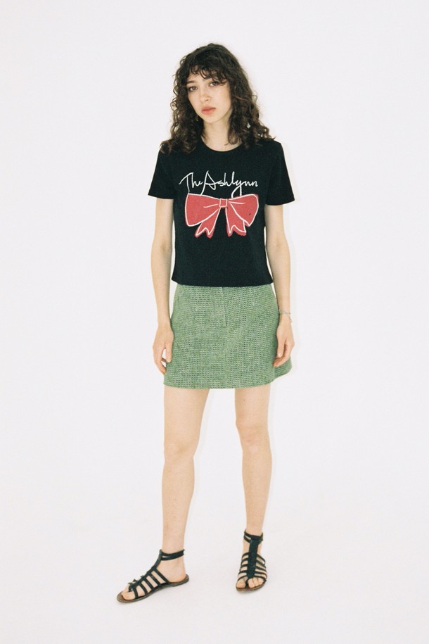 THE ASHLYNN - 반소매 티셔츠 - BOWY RIBBON T SHIRT_BLACK