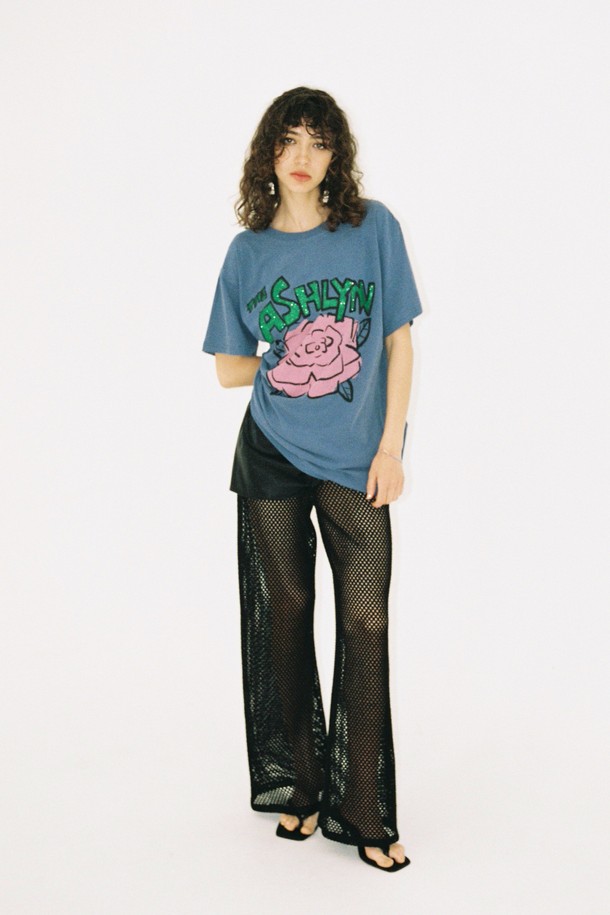 THE ASHLYNN - 반소매 티셔츠 - ROSEE GLITTER OVERSIZED T SHIRT_BLUE