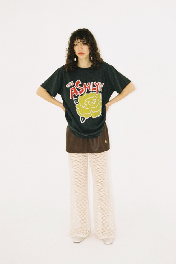 THE ASHLYNN - 반소매 티셔츠 - ROSEE GLITTER OVERSIZED T SHIRT_BLACK