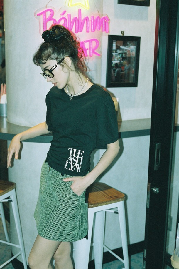 THE ASHLYNN - 반소매 티셔츠 - JANICE TIE BACK T SHIRT_BLACK