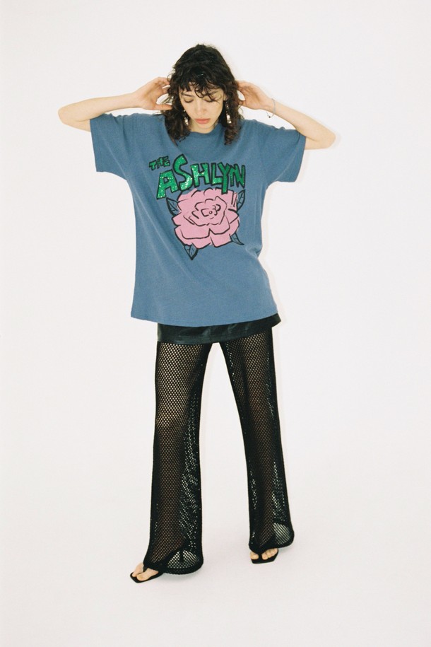 THE ASHLYNN - 반소매 티셔츠 - ROSEE GLITTER OVERSIZED T SHIRT_BLUE