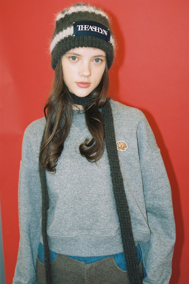 THE ASHLYNN - 긴팔티셔츠 / 후디 - PATCH CROP SWEATSHIRT_GREY