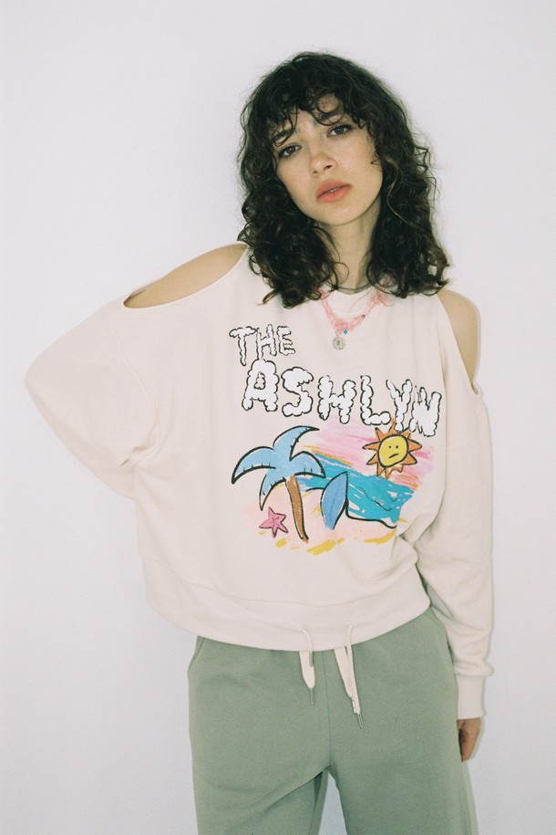 THE ASHLYNN - 긴소매 티셔츠 - PARADISE COLD SHOULDER SWEATSHIRT_CREAM