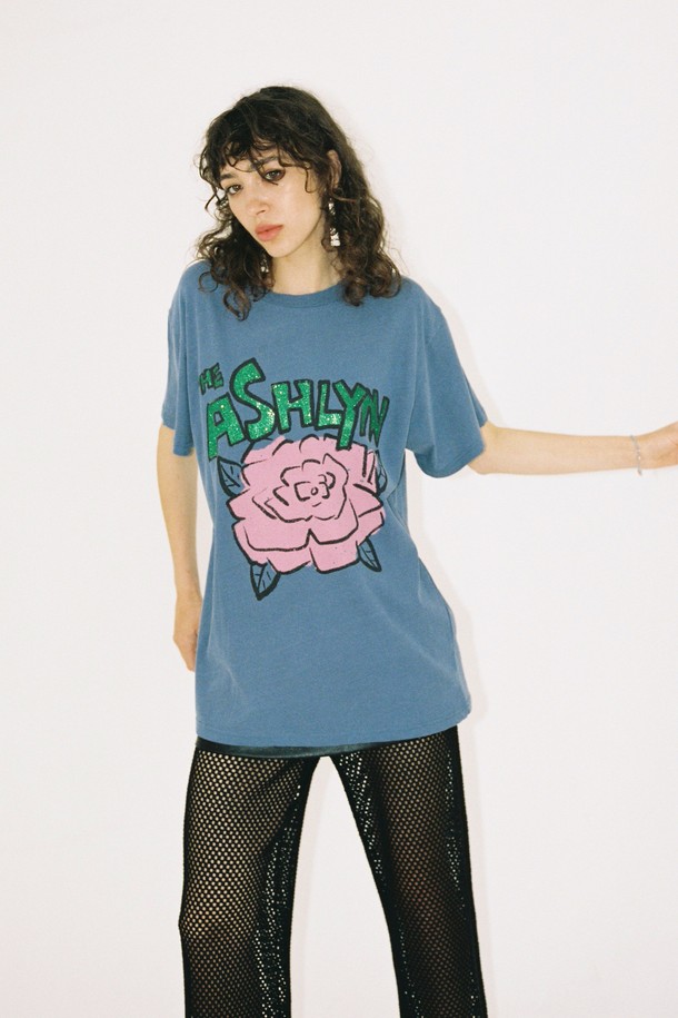 THE ASHLYNN - 반소매 티셔츠 - ROSEE GLITTER OVERSIZED T SHIRT_BLUE