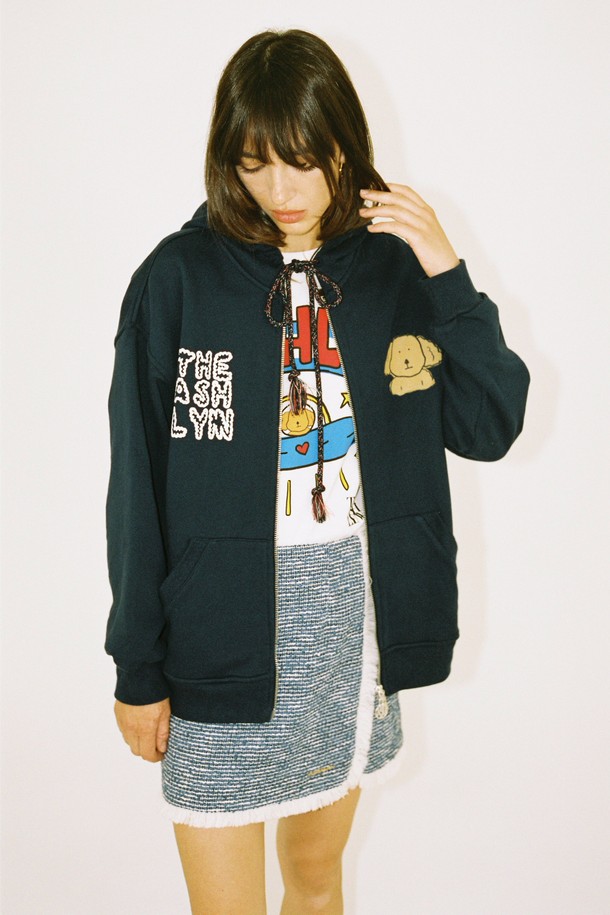 THE ASHLYNN - 후드 집업 - EVERYDAY PAM HOODIE ZIPUP_NAVY