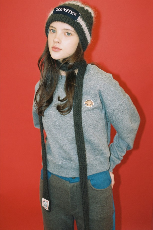 THE ASHLYNN - 긴팔티셔츠 / 후디 - PATCH CROP SWEATSHIRT_GREY