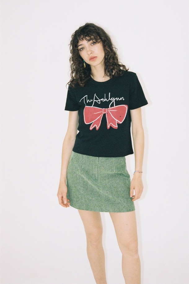 THE ASHLYNN - 반소매 티셔츠 - BOWY RIBBON T SHIRT_BLACK