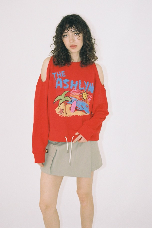 THE ASHLYNN - 긴소매 티셔츠 - PARADISE COLD SHOULDER SWEATSHIRT_RED