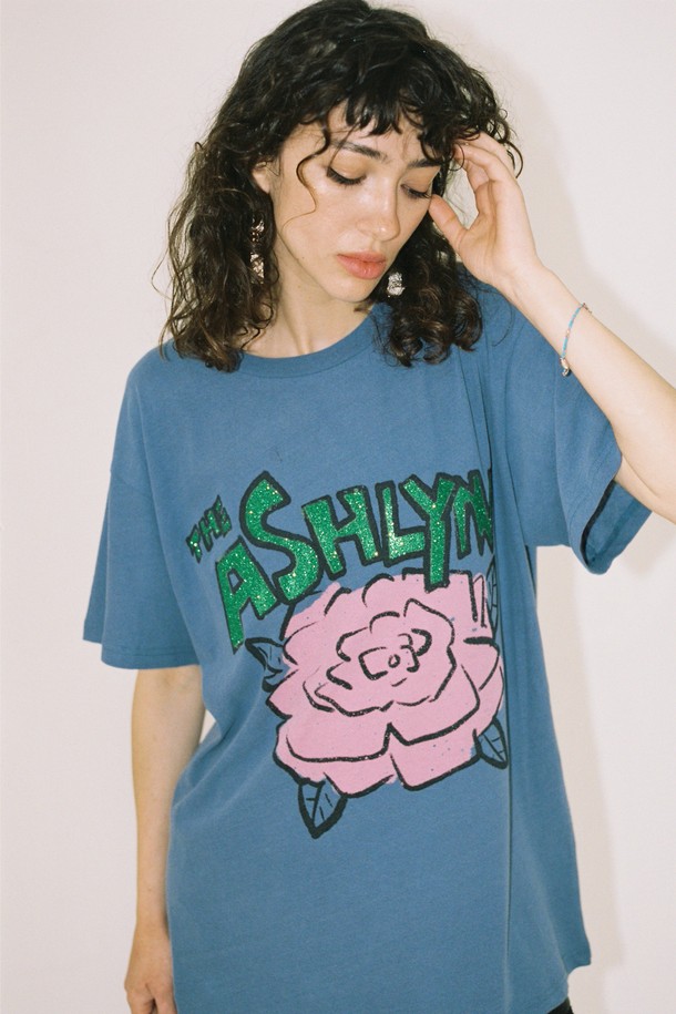 THE ASHLYNN - 반소매 티셔츠 - ROSEE GLITTER OVERSIZED T SHIRT_BLUE