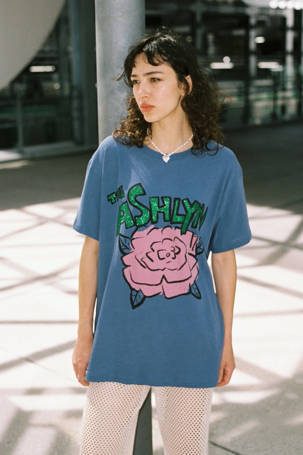 THE ASHLYNN - 반소매 티셔츠 - ROSEE GLITTER OVERSIZED T SHIRT_BLUE