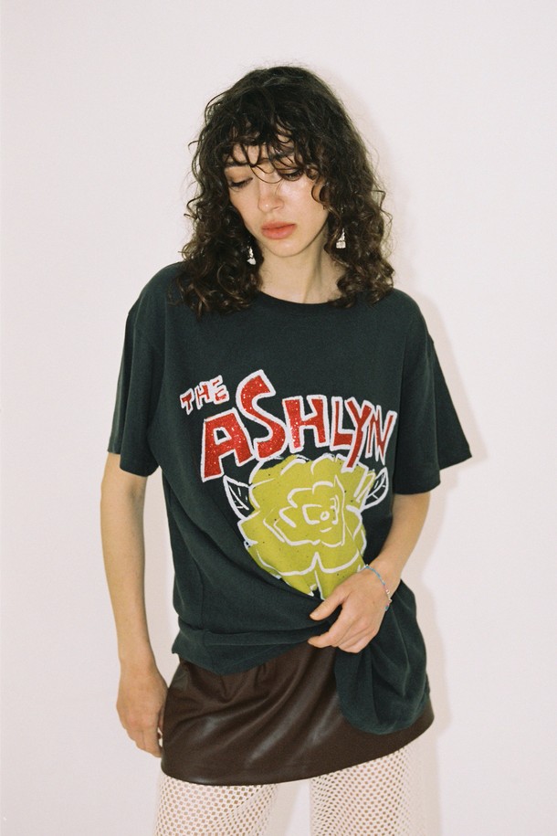 THE ASHLYNN - 반소매 티셔츠 - ROSEE GLITTER OVERSIZED T SHIRT_BLACK