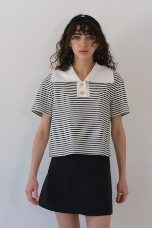 MONA COLLAR STRIPE TOP