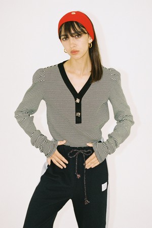 MANNY STRIPE TOP_IVORY/BLACK