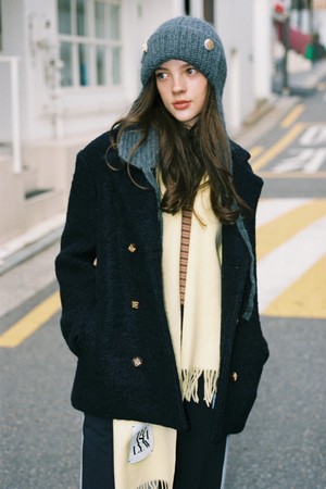 YANA ALPACA BOUCLE DOUBLE COAT_NAVY