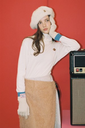 PAM PATCH SOFT TURTLENECK IVORY