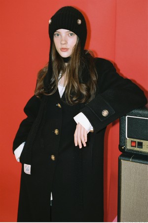 SINGLE CASHMERE COAT BLACK