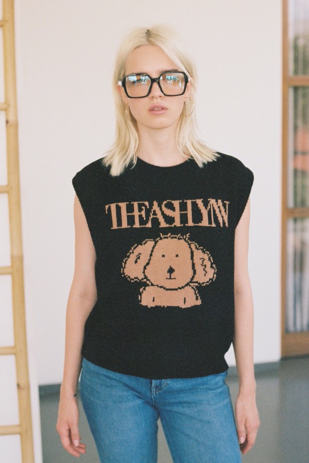 THE ASHLYNN - 베스트 - PAM COTTON KNIT VEST_BLACK