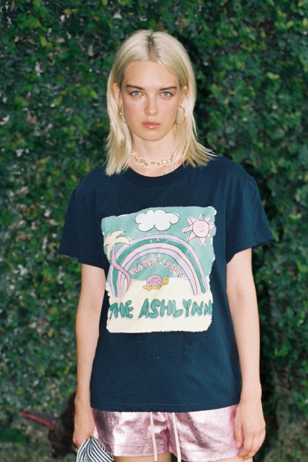 THE ASHLYNN - 긴소매 티셔츠 - [ROCKSTAR FIT] RAINBOW ISLAND T SHIRT NAVY