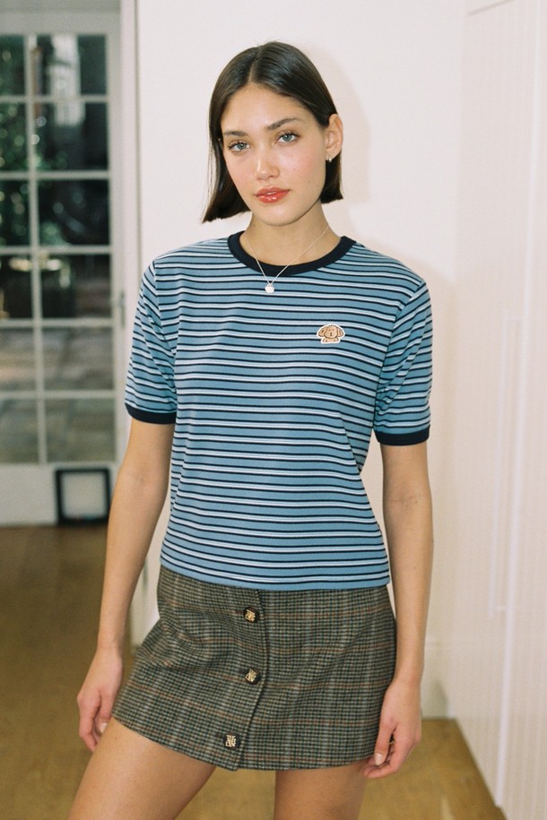 THE ASHLYNN - 긴소매 티셔츠 - PEACHY STRIPE T SHIRT BLUE