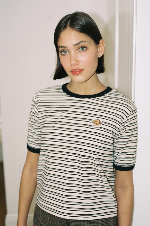 THE ASHLYNN - 긴소매 티셔츠 - PEACHY STRIPE T SHIRT CREAM