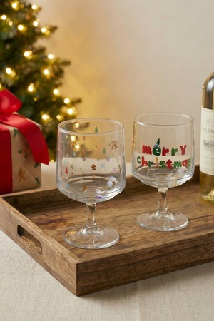 비크릴라 크리스마스 고블렛 2P 세트 250ml 홈파티 와인잔 맥주잔