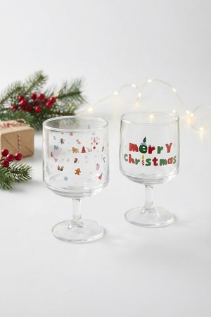 비크릴라 크리스마스 고블렛 2P 세트 200ml 홈파티 와인잔 맥주잔