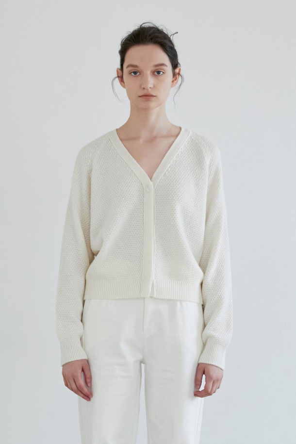 Quafe - 가디건 - CASHMERE HIDDEN CARDIGAN_Ivory