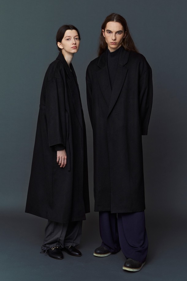 atempo - 코트 - WOOL ROBE COAT_Black