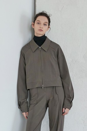 TWO WAY SHORT JACKET_Khaki brown