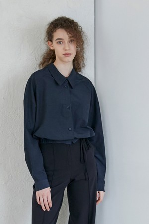 BANDING CROPPED SHIRT_Navy