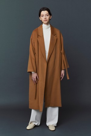 STRING WOOL ROBE COAT_Camel