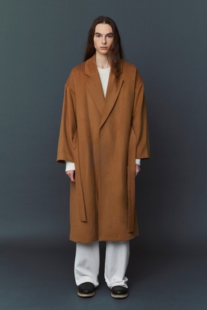 WOOL ROBE COAT_Camel