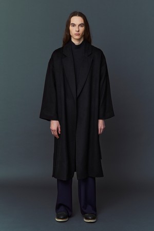 WOOL ROBE COAT_Black