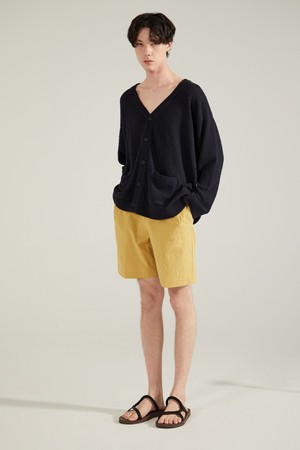 COTTON TUCK SHORT PANTS_Yellow